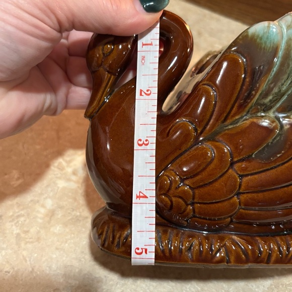 Brown and Blue Decorative Ceramic Swan Figurine Planter - Picture 12 of 12